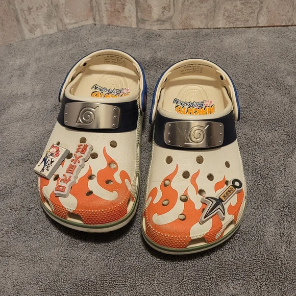 CROCS NARUTO Kids Cream and Orange Flame Slippers - Picture 5 of 6